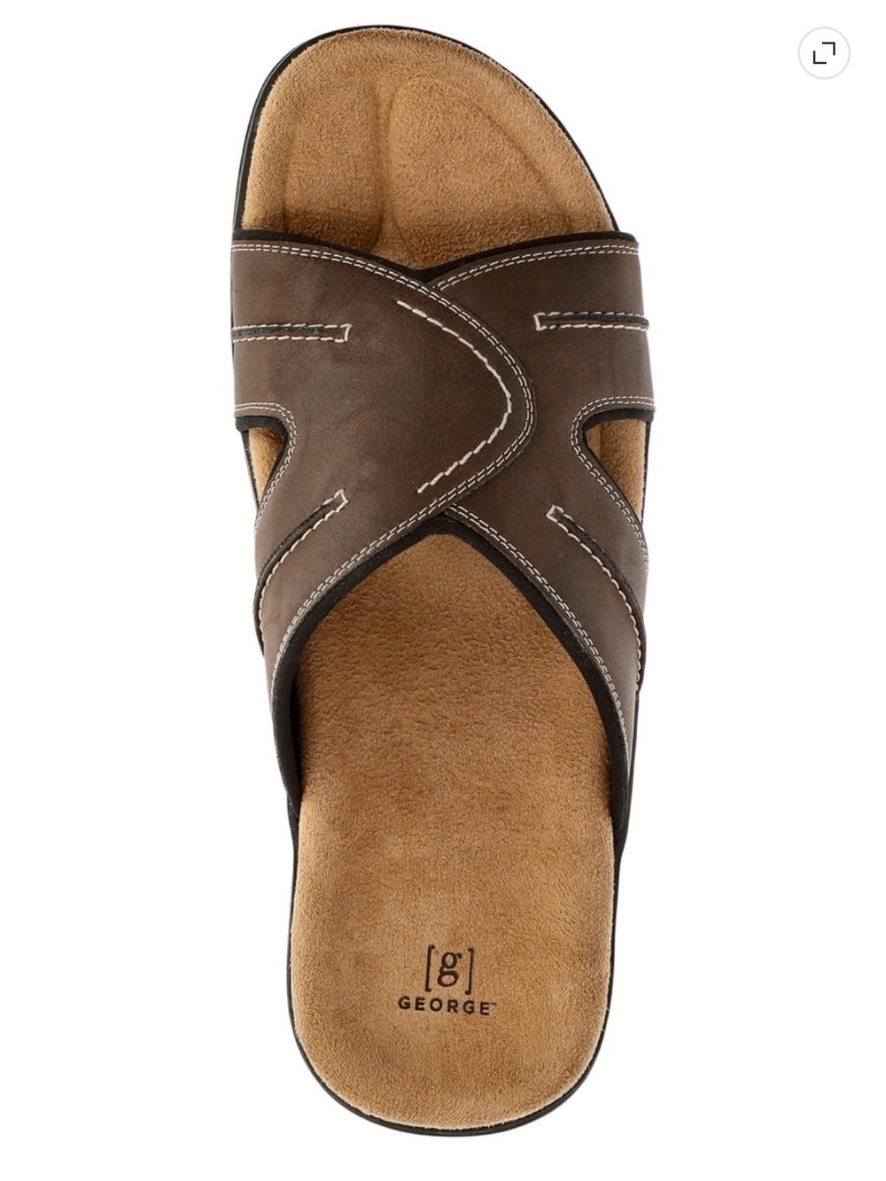 George Men’s Dark Brown Cross-Strap Slide Sandals